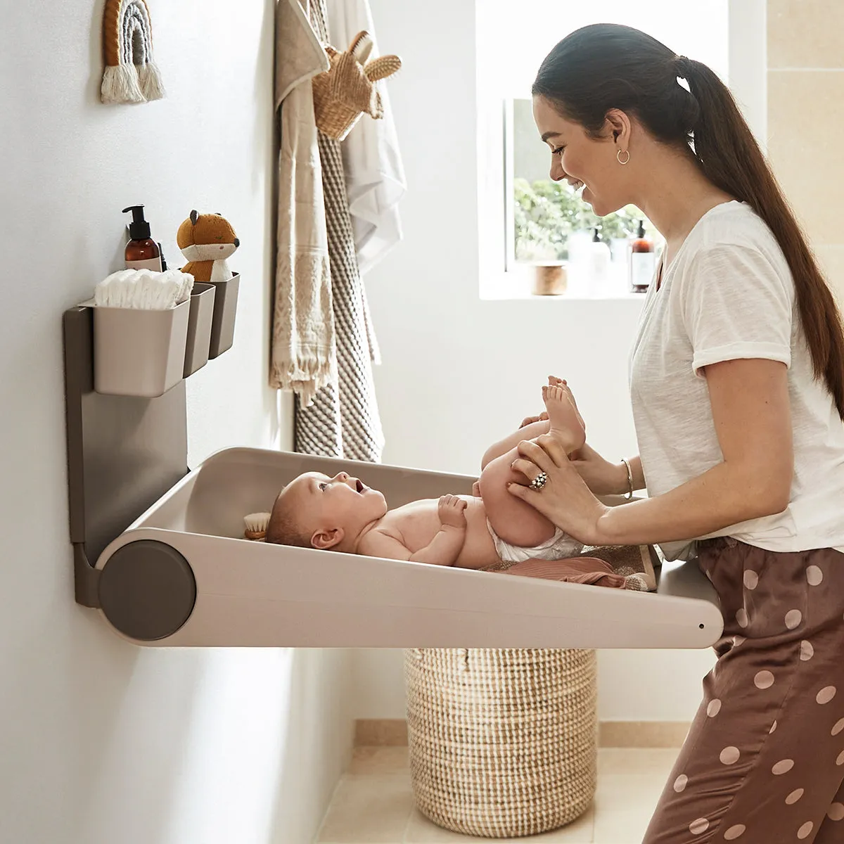 Leander, Wall-Mounted Changing Table, Wally, Cappuccino