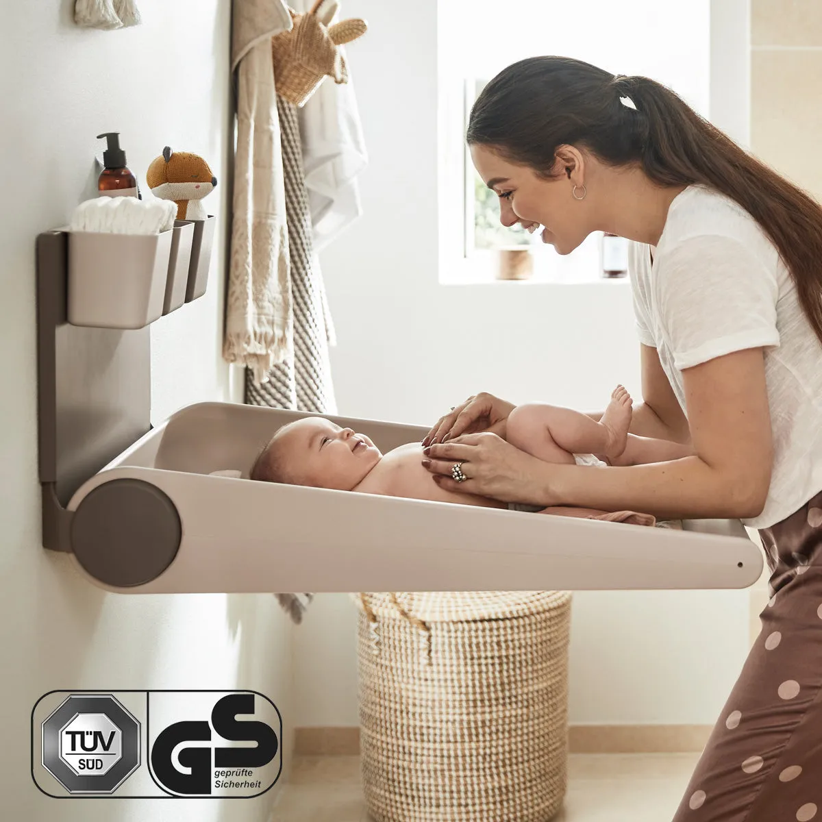 Leander, Wall-Mounted Changing Table, Wally, Cappuccino