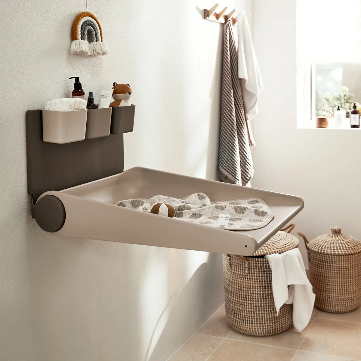 Leander, Wall-Mounted Changing Table, Wally, Cappuccino