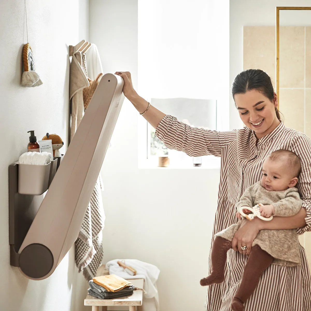 Leander, Wall-Mounted Changing Table, Wally, Cappuccino