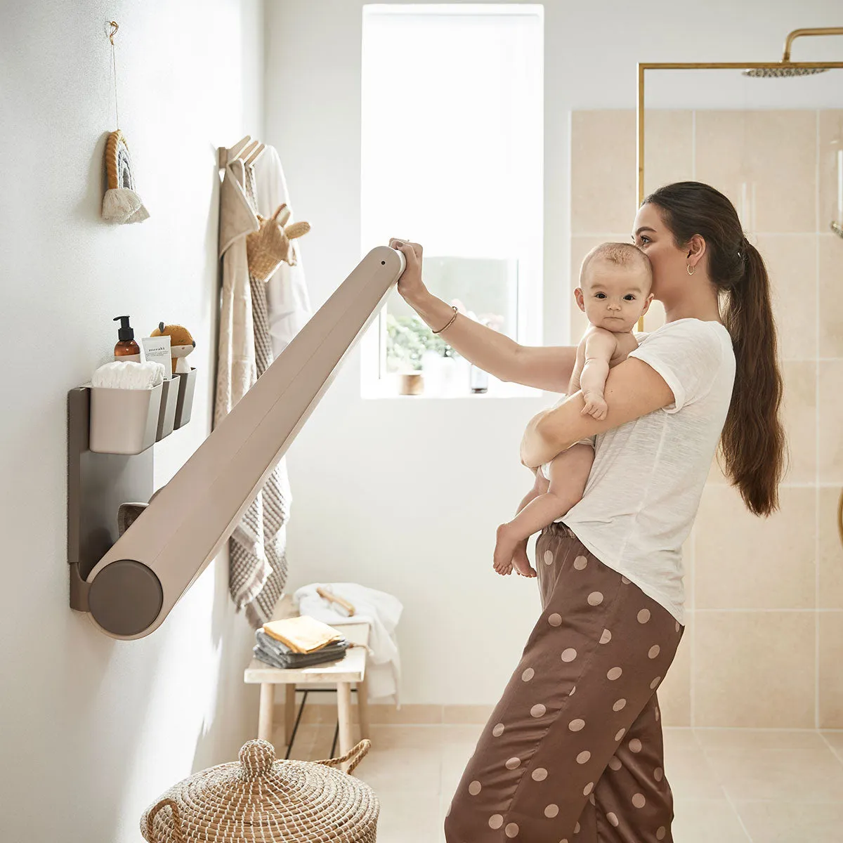 Leander, Wall-Mounted Changing Table, Wally, Cappuccino