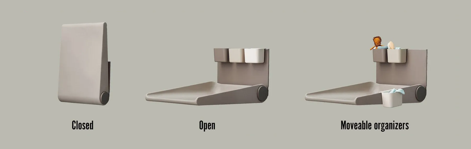 Leander, Wall-Mounted Changing Table, Wally, Cappuccino