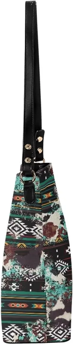 Leather Bucket Crossbody Bags for Women Boho Tote Handbags with Adjustable Strap and Compartment for Work Travel