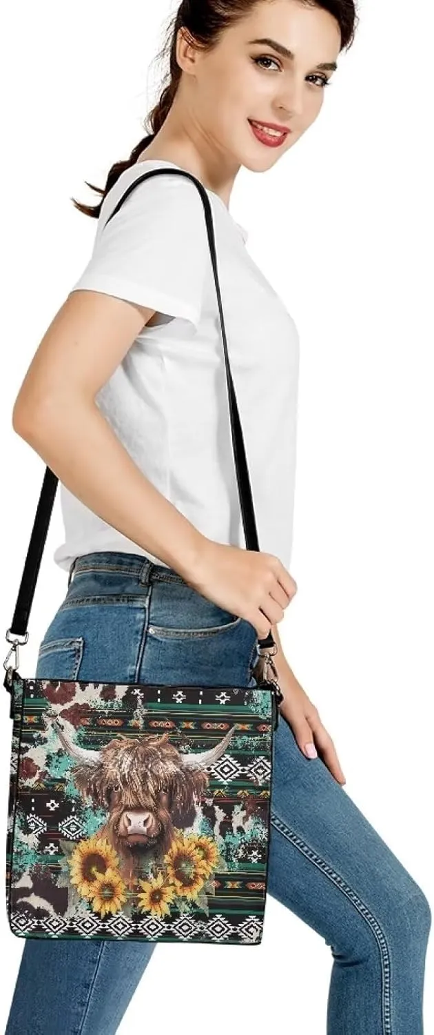Leather Bucket Crossbody Bags for Women Boho Tote Handbags with Adjustable Strap and Compartment for Work Travel