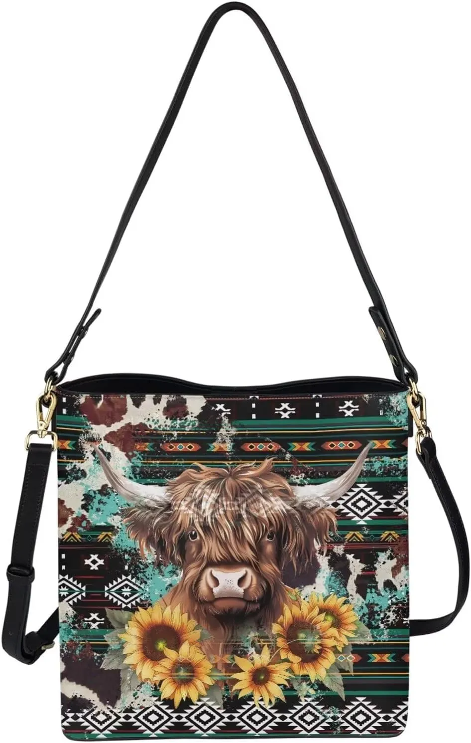 Leather Bucket Crossbody Bags for Women Boho Tote Handbags with Adjustable Strap and Compartment for Work Travel