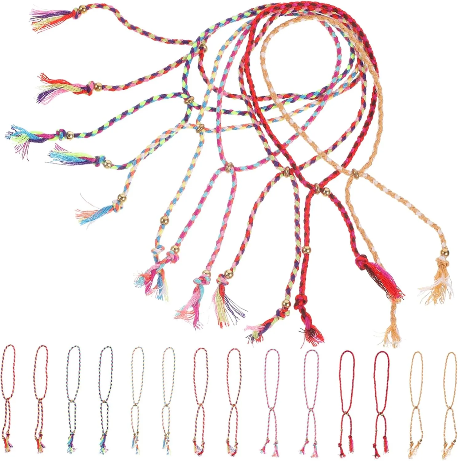 LIFKOME 28Pcs Woven Bracelets for Men Women Decorative String Bracelets with Beads Tassels Handmade Friendship Jewelry Boyfriend Present