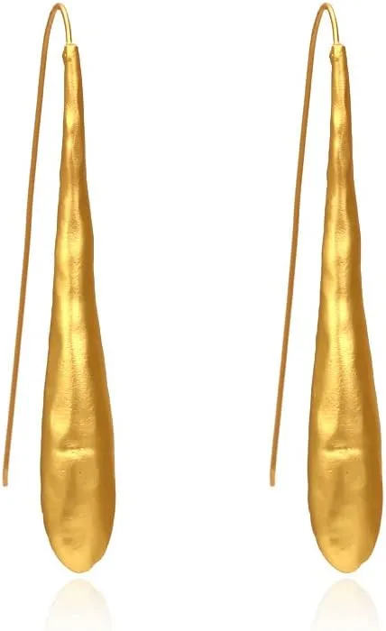 Long Teardrop Dangle Earrings - Hypoallergenic Chunky Gold Hammered Waterdrop Earrings,Fashion Earrings for Women, Vintage Lightweight Fashion Jewelry