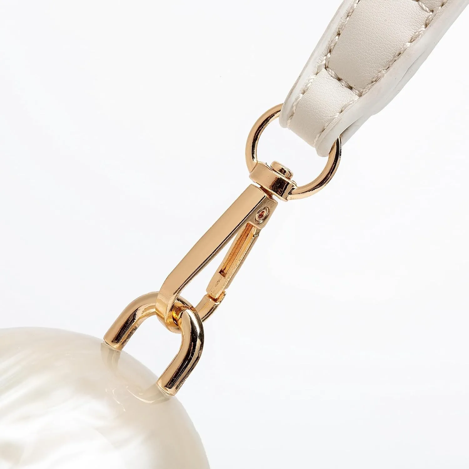 Luxury Pearl Acrylic Clutch Purse Elegant Shell Design Evening Bag with Pearl Chain Strap & Leather Handle for Wedding/Party