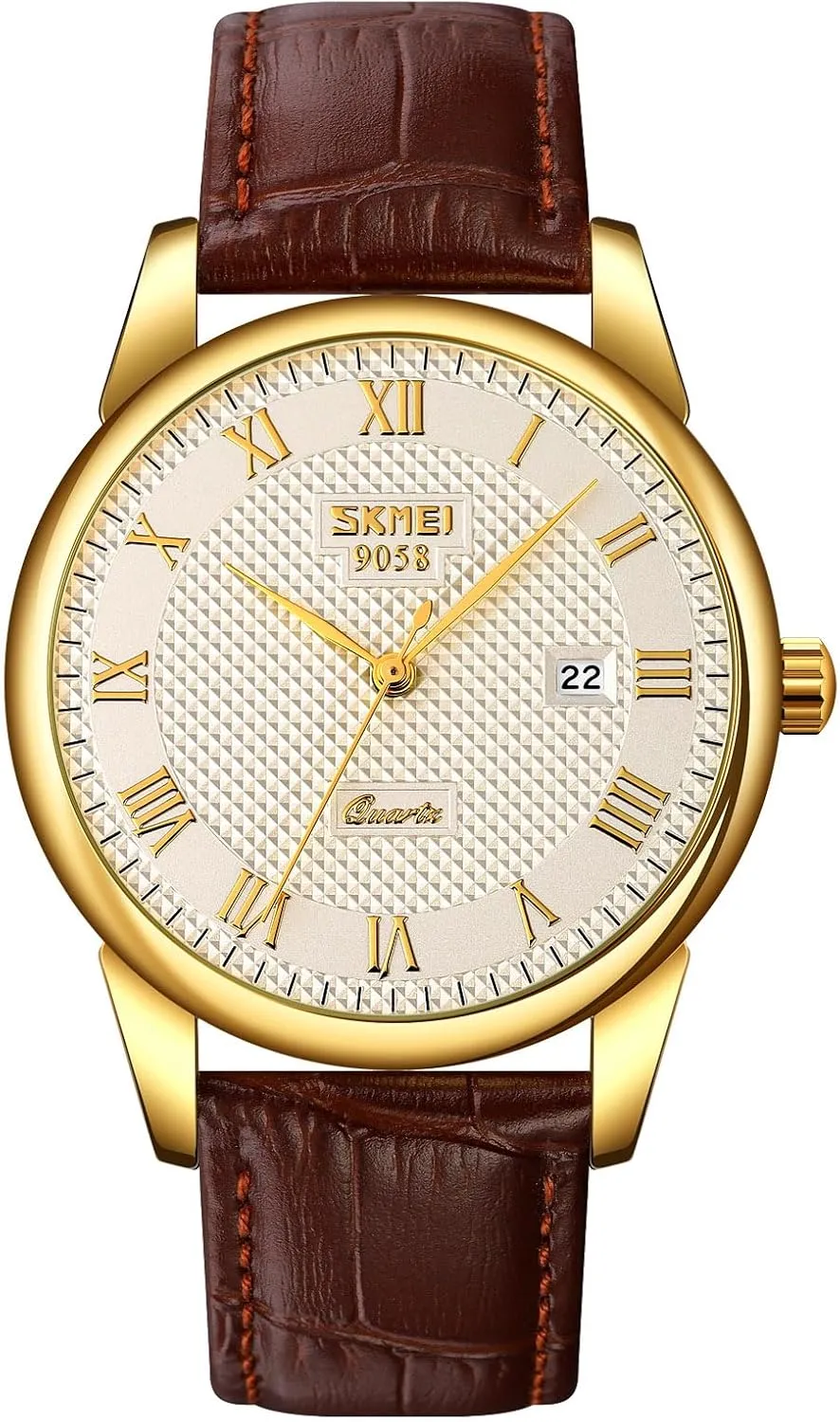 MASTOP Mens Womens Quartz Watch Roman Numeral Business Casual Fashion Analog Wrist Watch Classic Calendar Date Window 30M Waterproof Comfortable Leather Watches