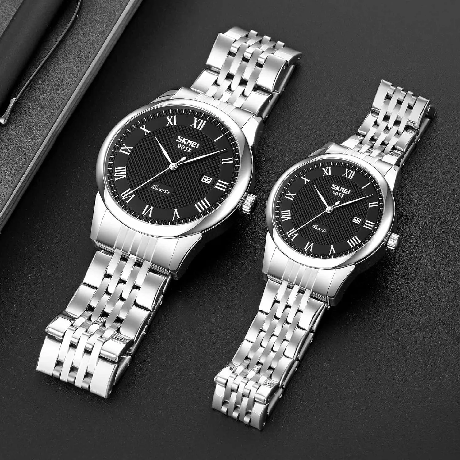 MASTOP Mens Womens Quartz Watch Roman Numeral Business Casual Fashion Analog Wrist Watch Classic Calendar Date Window 30M Waterproof Comfortable Leather Watches