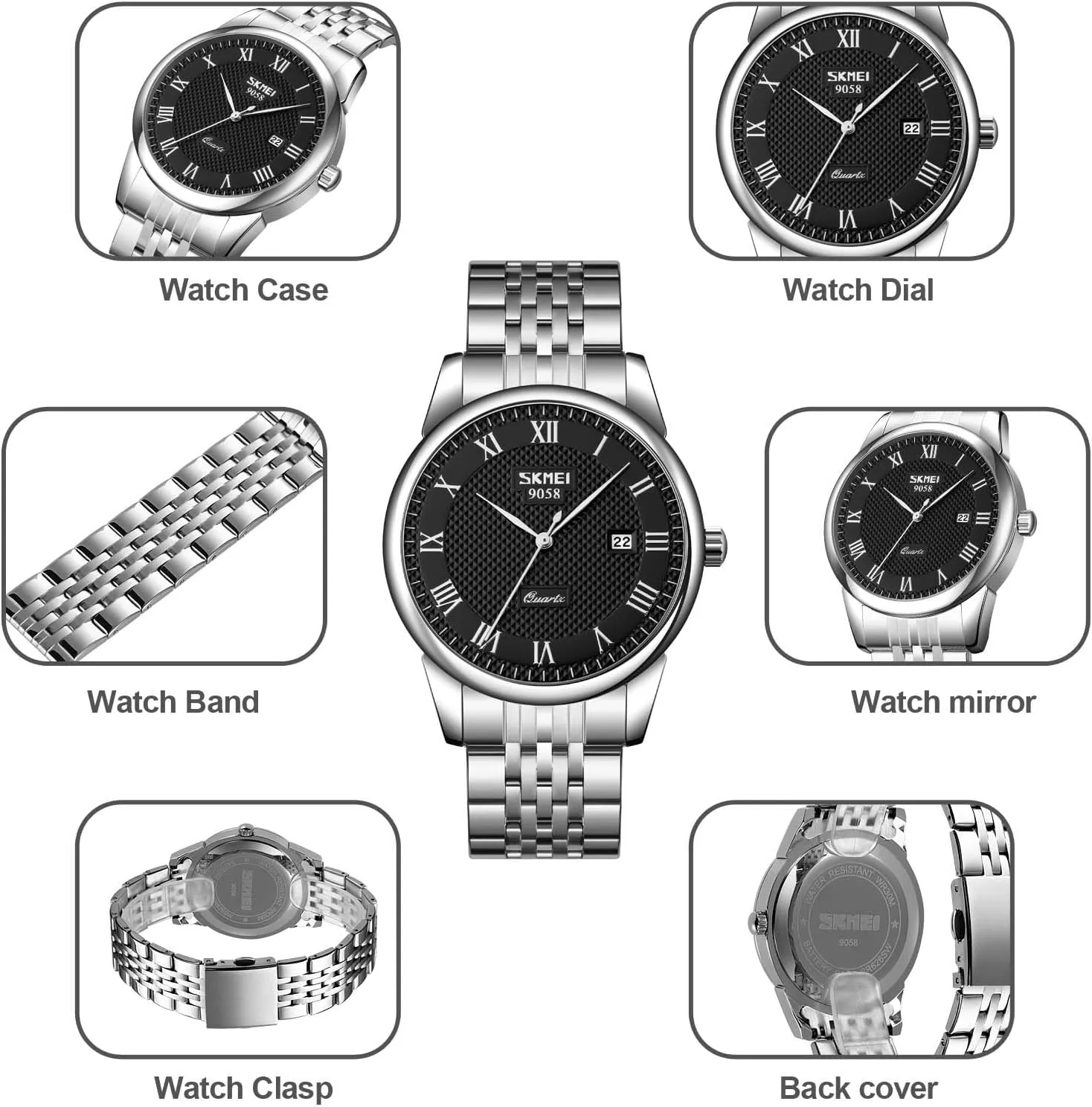 MASTOP Mens Womens Quartz Watch Roman Numeral Business Casual Fashion Analog Wrist Watch Classic Calendar Date Window 30M Waterproof Comfortable Leather Watches