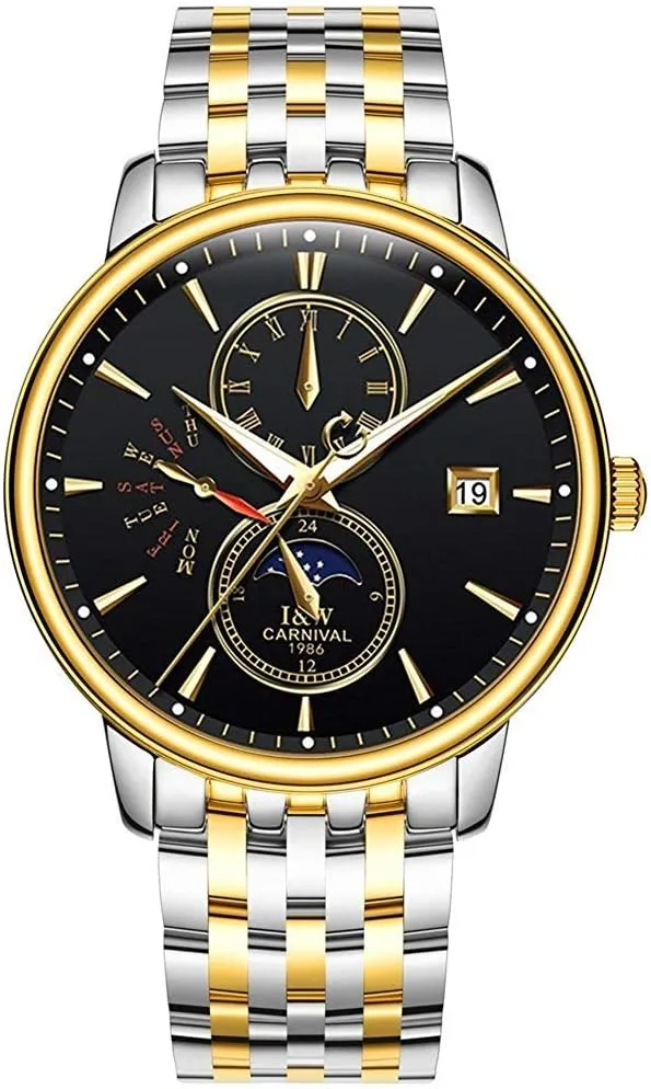 MASTOP Swiss Luxury Men's Watches Gold Stainless Steel Waterproof Automatic Mechanical Watches Luminous
