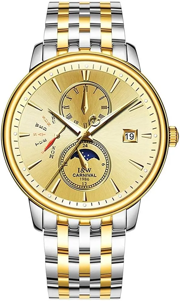 MASTOP Swiss Luxury Men's Watches Gold Stainless Steel Waterproof Automatic Mechanical Watches Luminous