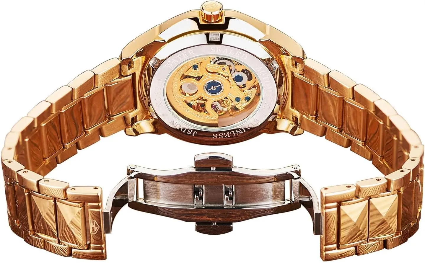 Men's Watch Automatic Mechanical Hollow Dragon Watch Luxury Formal Gold Diamond 50M Waterproof Tungsten Steel Luminous Watch