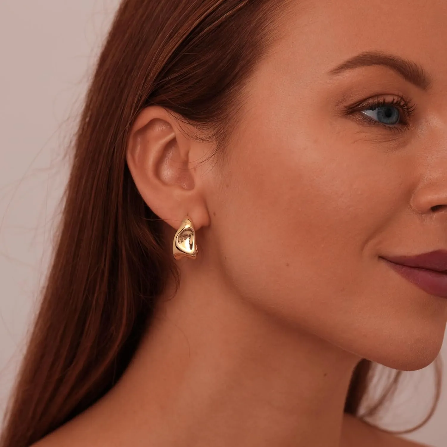 MIDEEO Gold/Sliver Chunky Hoop Earrings Set for Women, 14K Gold Plated Twisted Huggie Hoop Earring Hypoallergenic Thick Open Lightweight Chunky Hoop Earrings Jewelry for Gifts