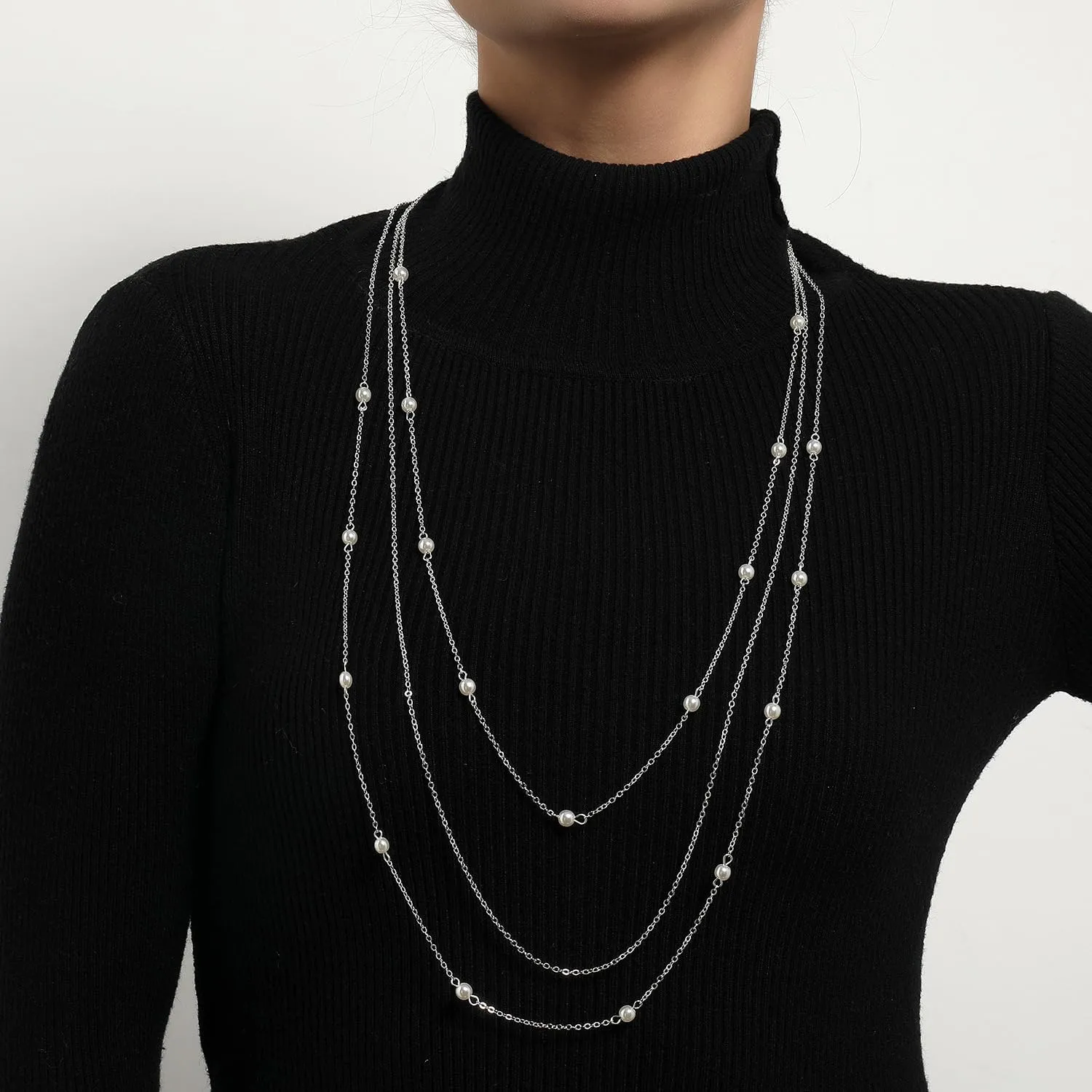 Minimalist Multilayer Choker Adjustable Beads Long Link Chain Tassel Pendant Necklace Delicate Sweater Collar Statement Simple Jewelry for Women