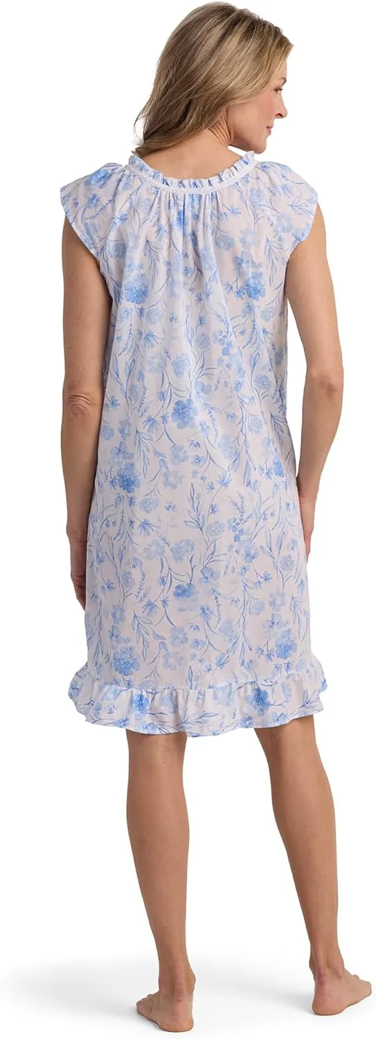 Miss Elaine Women's Short Cotton Nightgown, 100% Cotton Nightgown, Short Sleeves, Sleepwear and Loungewear