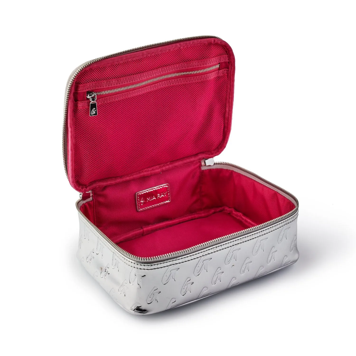 MONOGRAM MEDIUM COSMETIC TOILETRY BAG SILVER METALLIC