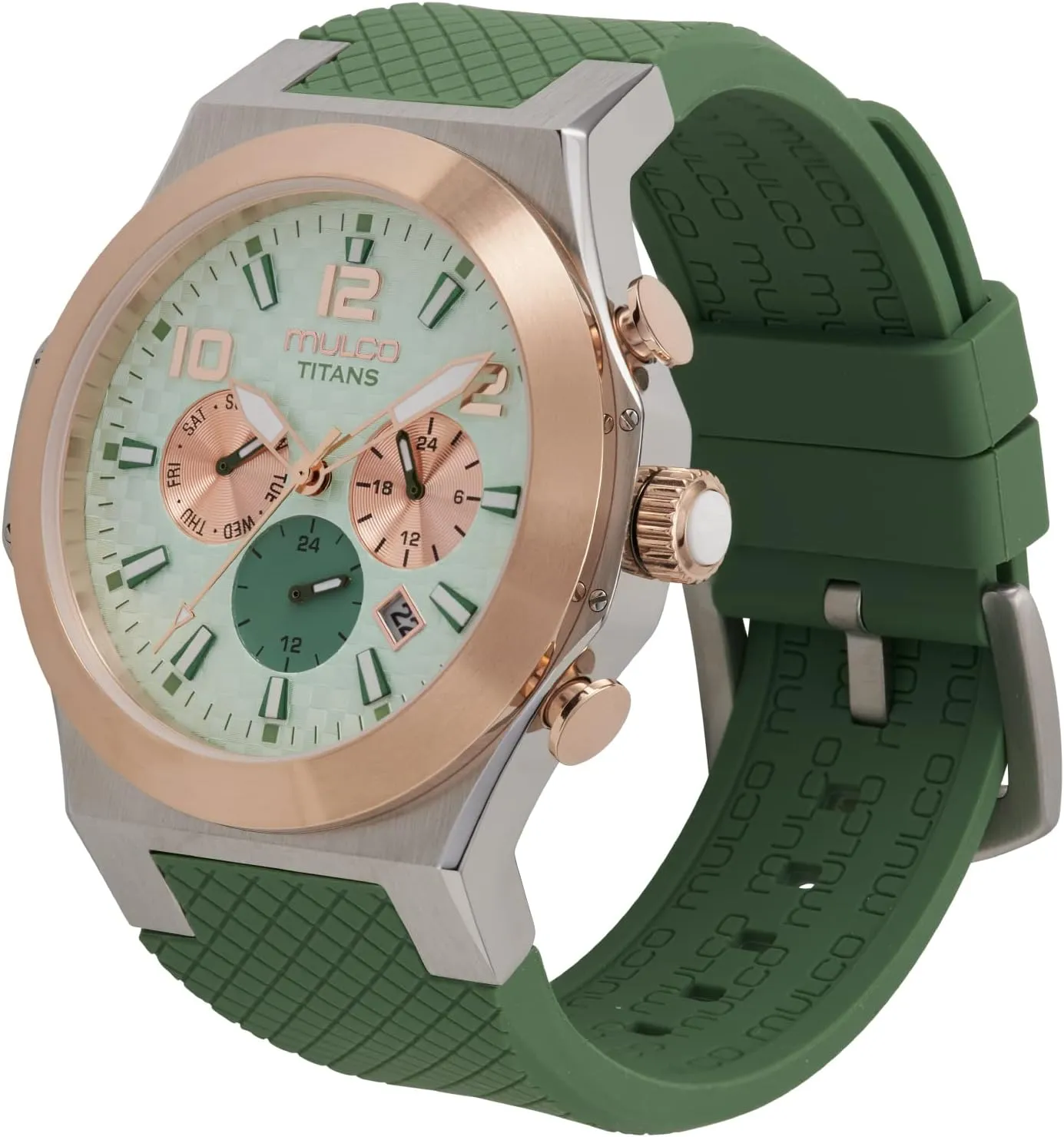 MULCO Titans Watches for Men & Women  Stainless Steel Quartz Watch with Minimalist Analog Display, Mother of Pearl & Crystal Accents, 100m Waterproof   Free Silicone Wristband (Color May Vary)