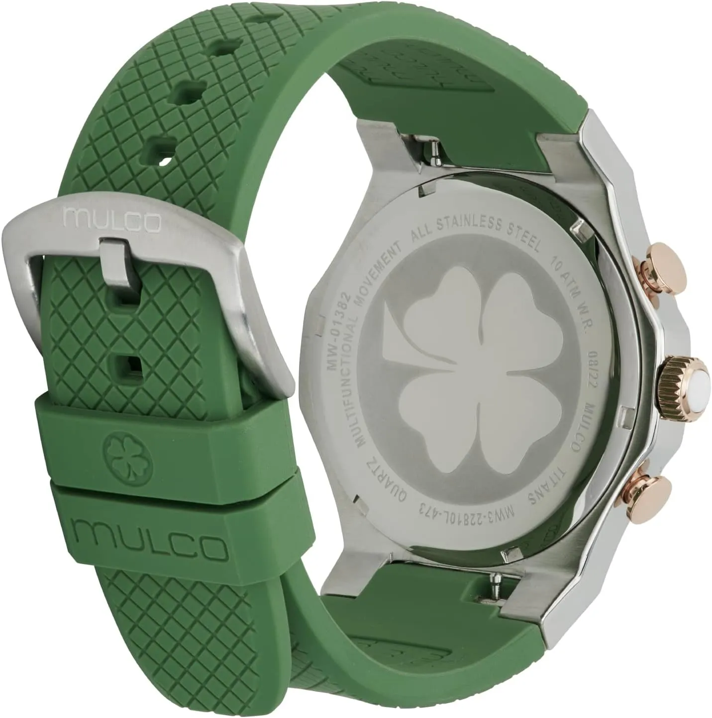 MULCO Titans Watches for Men & Women  Stainless Steel Quartz Watch with Minimalist Analog Display, Mother of Pearl & Crystal Accents, 100m Waterproof   Free Silicone Wristband (Color May Vary)