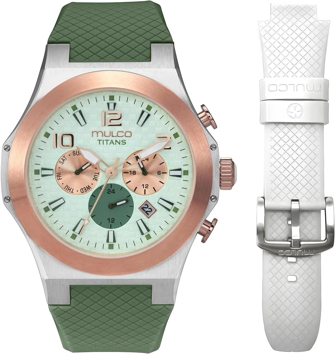 MULCO Titans Watches for Men & Women  Stainless Steel Quartz Watch with Minimalist Analog Display, Mother of Pearl & Crystal Accents, 100m Waterproof   Free Silicone Wristband (Color May Vary)