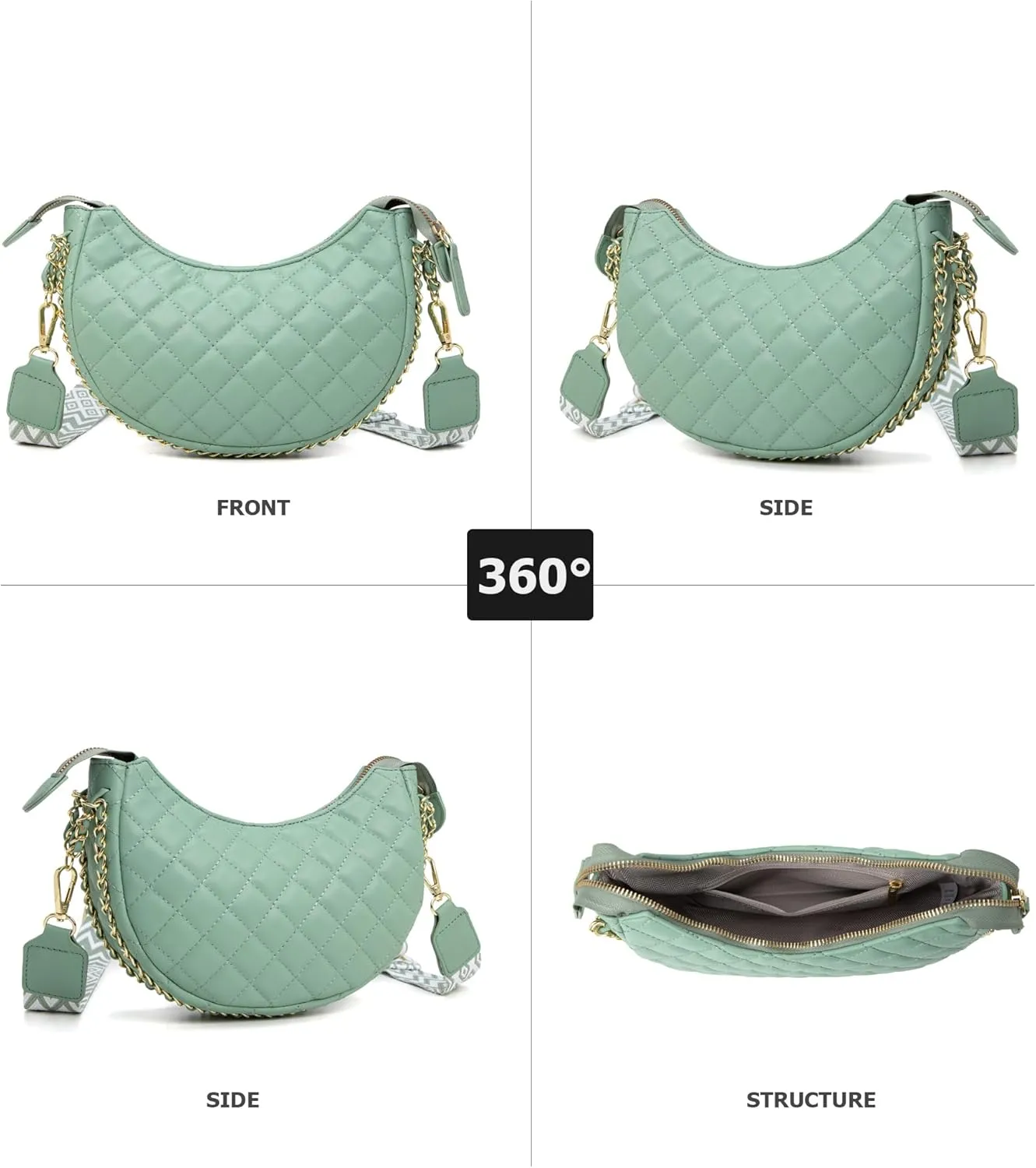 myfriday Leather Crossbody Hobo Bag for Women Lightweight Crescent Travel Sling Shoulder Bag with Removable Strap