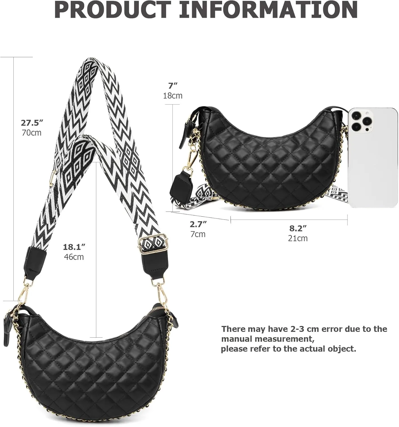 myfriday Leather Crossbody Hobo Bag for Women Lightweight Crescent Travel Sling Shoulder Bag with Removable Strap