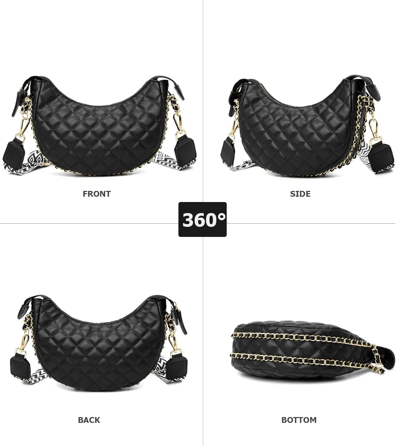 myfriday Leather Crossbody Hobo Bag for Women Lightweight Crescent Travel Sling Shoulder Bag with Removable Strap