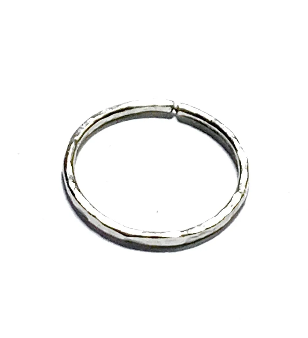 Nose Ring Hoop Seamless Piercing Textured Hammered Cartilage Earring Sterling Silver