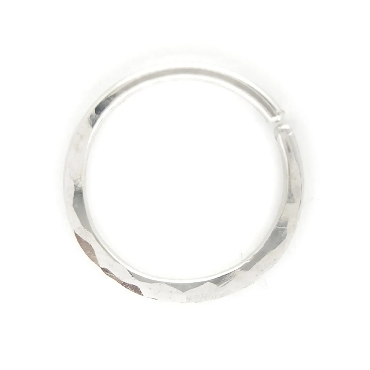 Nose Ring Piercing or Septum Jewelry in 18G, Gold Rose Gold - Silver, Diameter 6mm to 10mm Hypoallergenic, Seamless Hoop Hammered Textured (8 mm, Silver)