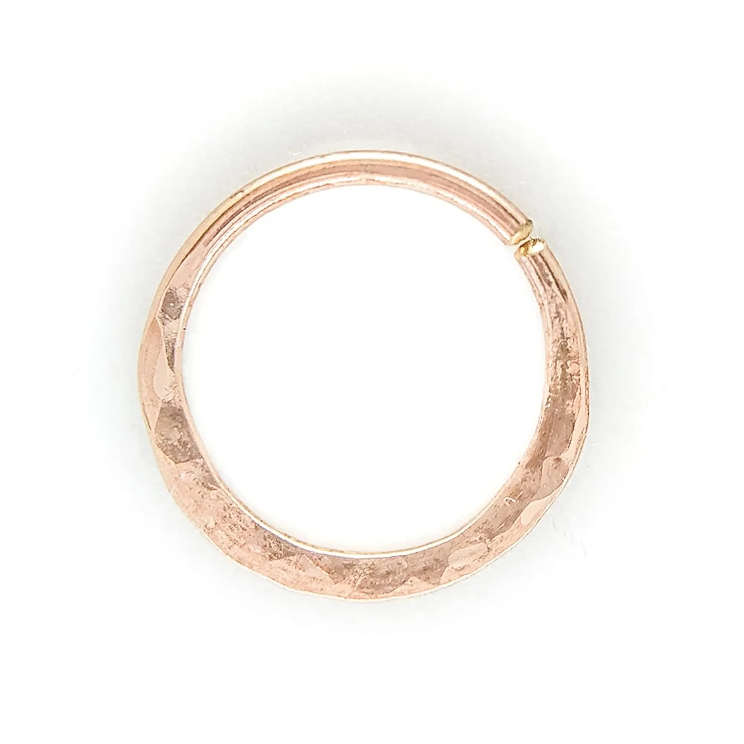 Nose Ring Piercing or Septum Jewelry in 18G, Gold Rose Gold - Silver, Diameter 6mm to 10mm Hypoallergenic, Seamless Hoop Hammered Textured (8 mm, Silver)