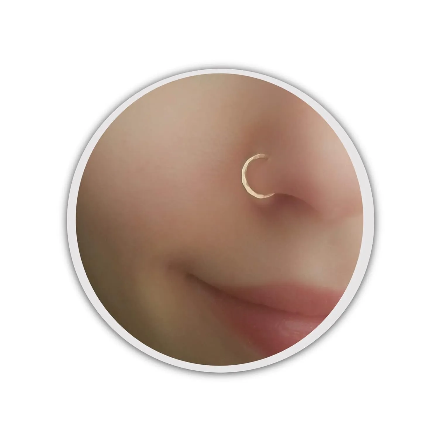 Nose Ring Piercing or Septum Jewelry in 18G, Gold Rose Gold - Silver, Diameter 6mm to 10mm Hypoallergenic, Seamless Hoop Hammered Textured (gold-filled, 7 mm)