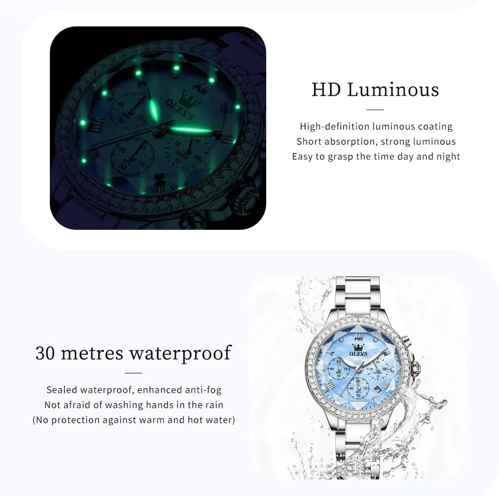 OLEVS Women's Rose Gold Automatic Watches Skeleton Mechanical Self Winding Ladies Elegant Luxury Dress Butterfly Diamond White Ceramic Band Watch Gift