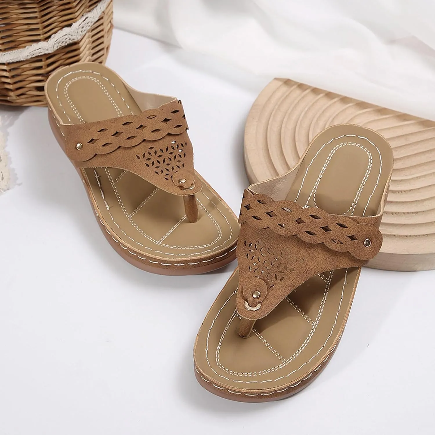 Orthopedic Sandals For Women Arch Support Platform Sandal 2025 Summer Bohemian Slip On Flip Flops Beach Walking Shoes