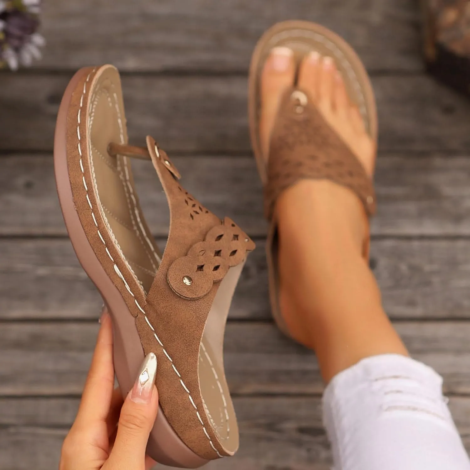 Orthopedic Sandals For Women Arch Support Platform Sandal 2025 Summer Bohemian Slip On Flip Flops Beach Walking Shoes