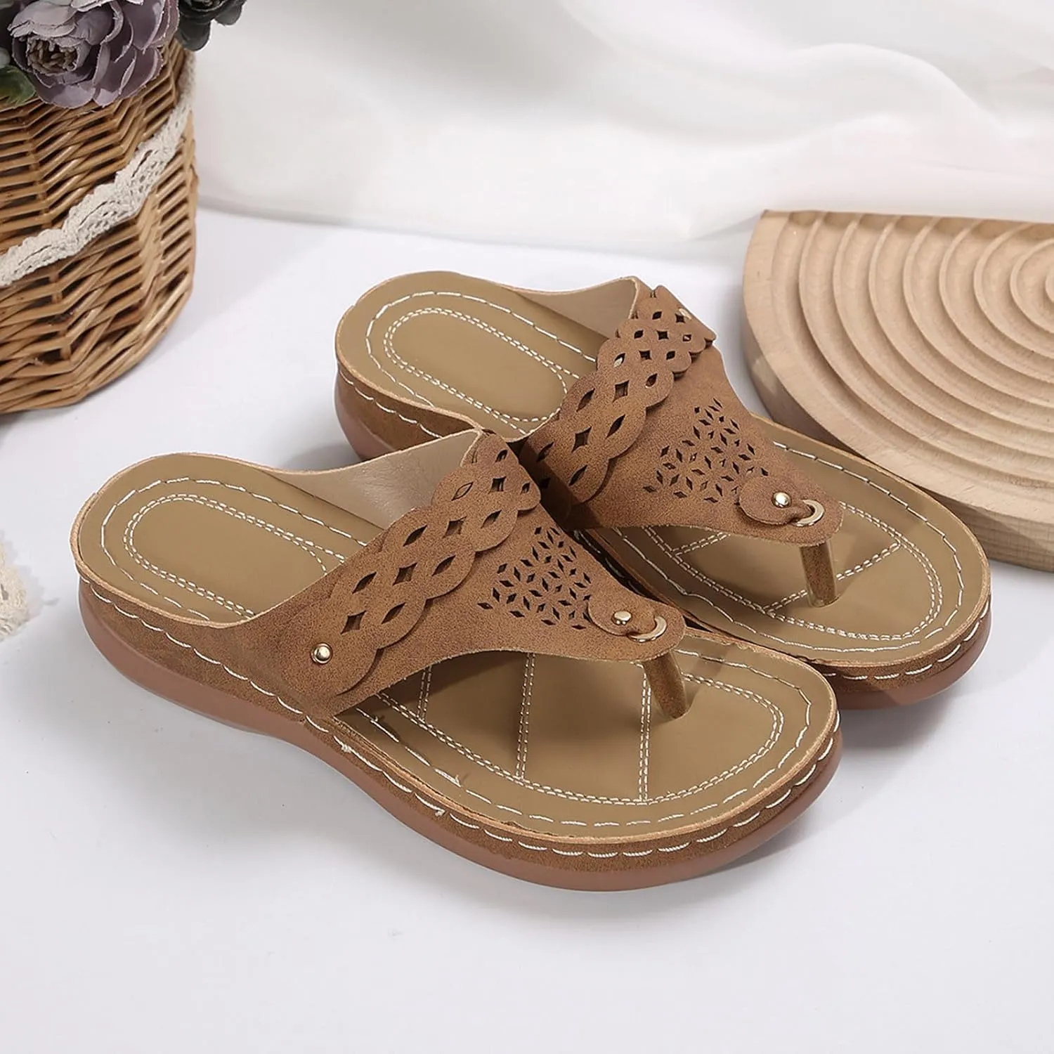 Orthopedic Sandals For Women Arch Support Platform Sandal 2025 Summer Bohemian Slip On Flip Flops Beach Walking Shoes