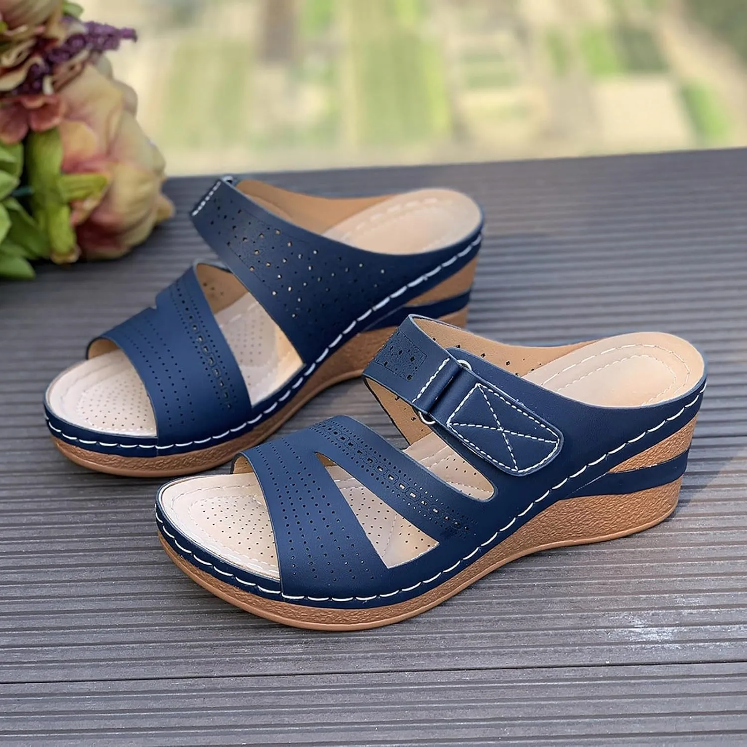 Orthopedic Sandals for Women Summer Dressy Comfortable Slip On Shoes Arch Support Wedge Sandals 2025 Non Slip Flip Flops