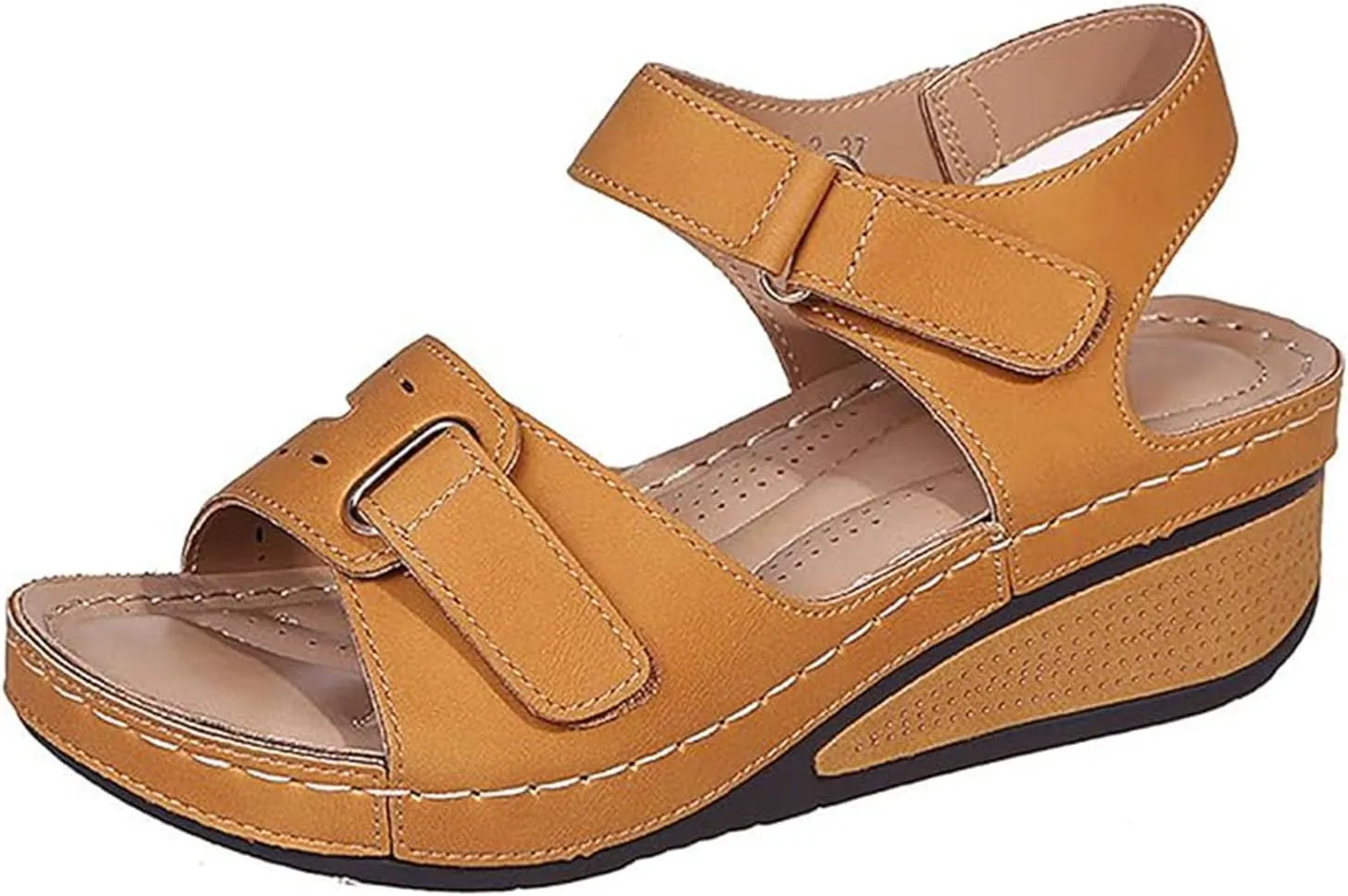 Orthopedic Wedge Sandals for Women Summer Dressy 2025 Women's Platform Sandals Wedge Ankle Strap Open Toe Sandal Wide Width Casual Dressy Comfortable Slip On Low Wedges Walking Outdoor Sandal