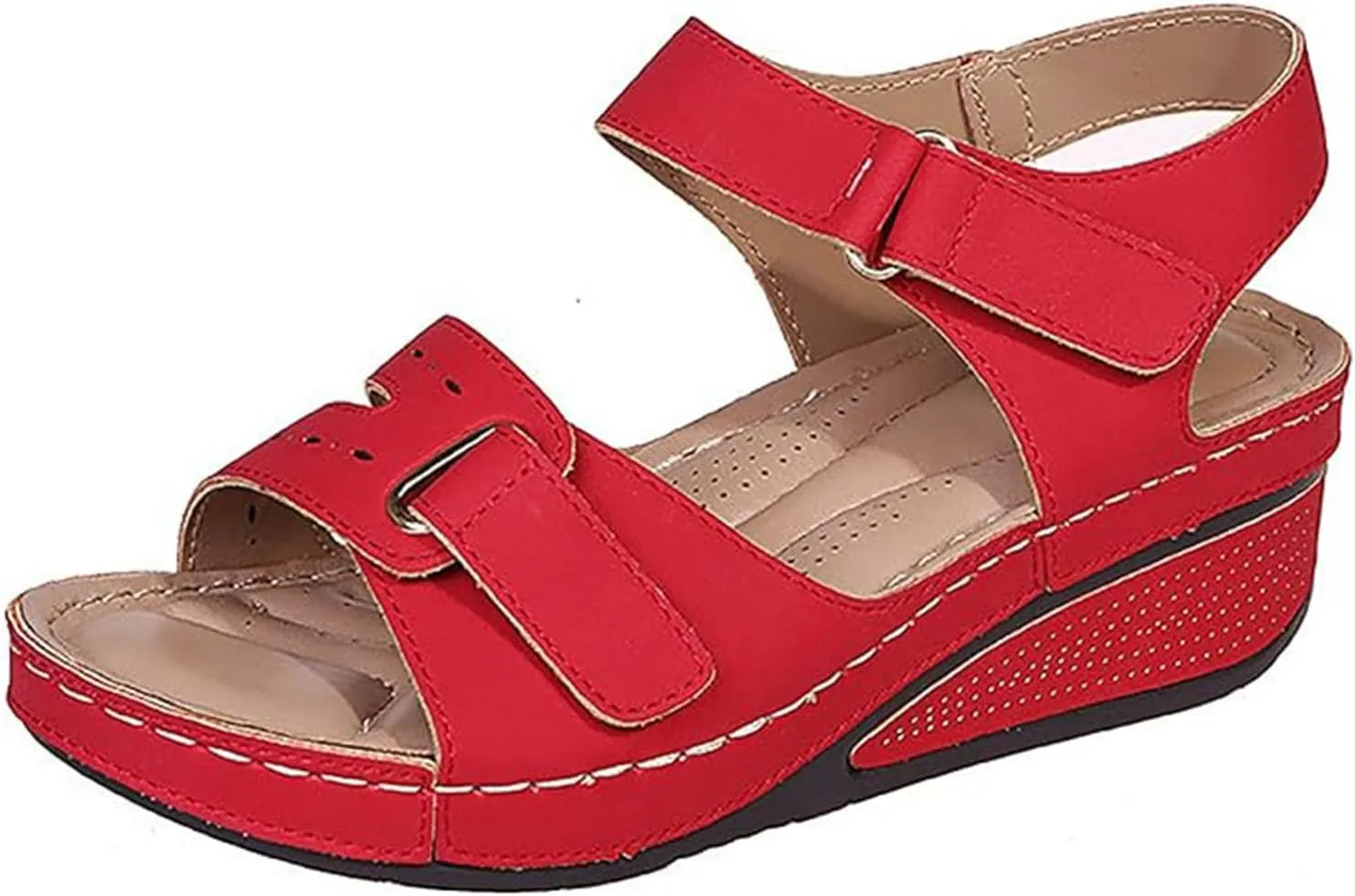 Orthopedic Wedge Sandals for Women Summer Dressy 2025 Women's Platform Sandals Wedge Ankle Strap Open Toe Sandal Wide Width Casual Dressy Comfortable Slip On Low Wedges Walking Outdoor Sandal