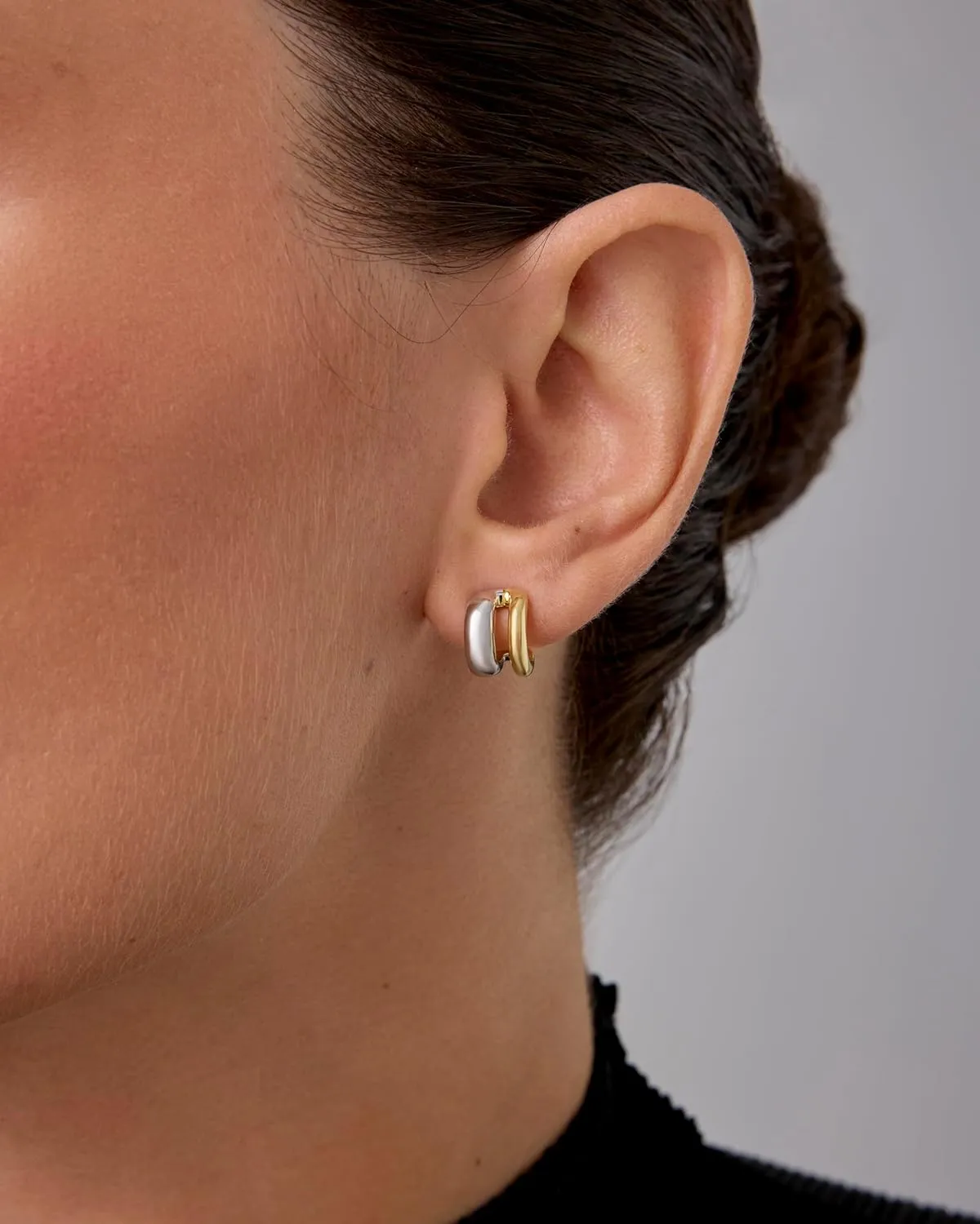 PAVOI 14K Gold Plated and Rhodium Plated Two Tone Multihoop Double Hoop Geometric Earrings for Women | Mixed Metals Huggie Multi Earring Statement Pair