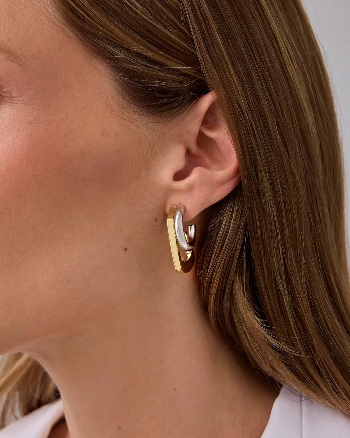 PAVOI 14K Gold Plated and Rhodium Plated Two Tone Multihoop Double Hoop Geometric Earrings for Women | Mixed Metals Huggie Multi Earring Statement Pair