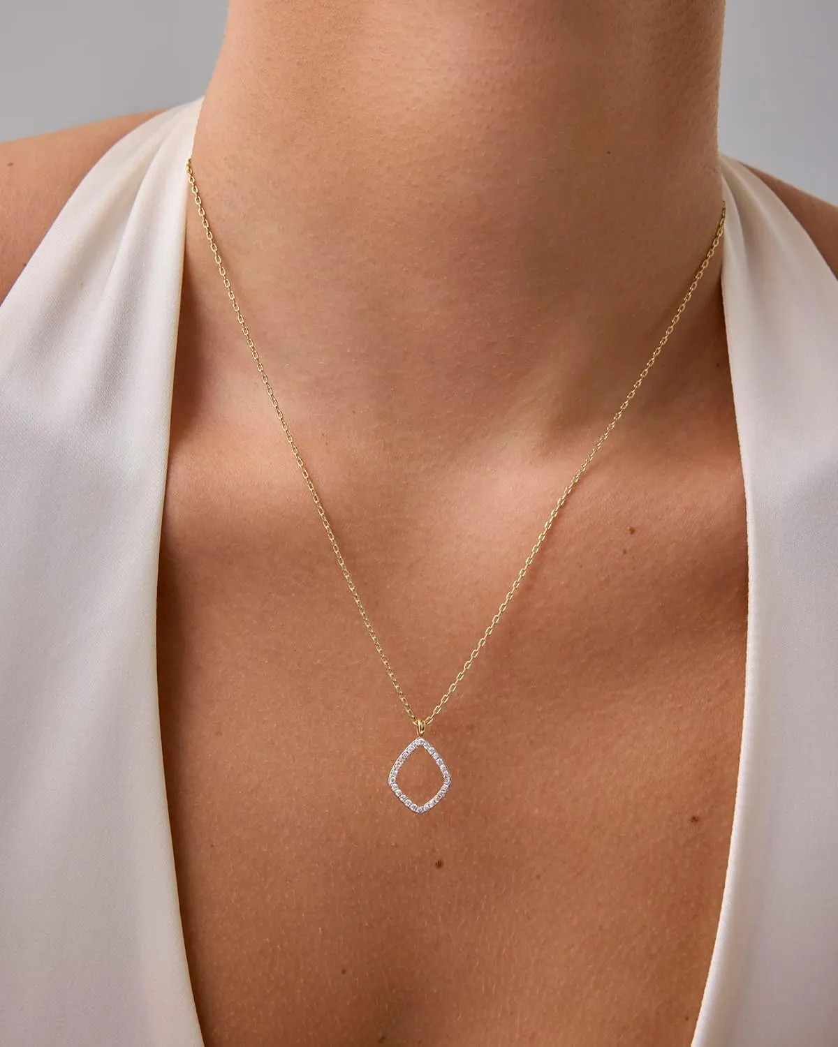 PAVOI 14K Gold Plated Two Toned Mixed Metals Diamond Shaped Dangle Pendant Necklace for Women with Cubic Zirconia | Geometric Necklace