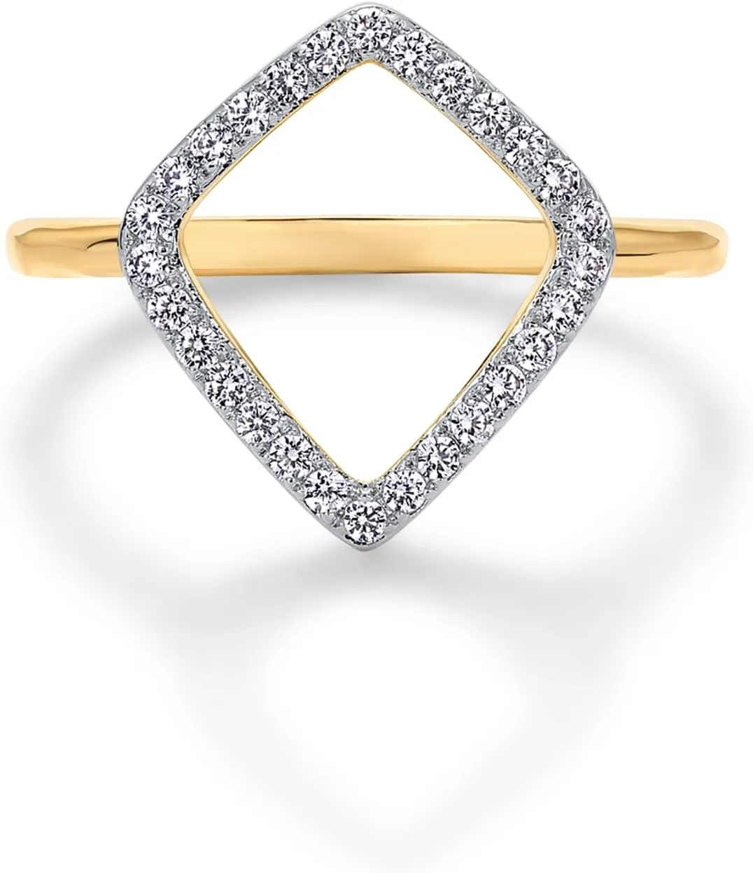 PAVOI 14K Gold Plated Two Toned Mixed Metals Diamond Shaped Geometric Ring for Women with Cubic Zirconia | Statement Ring
