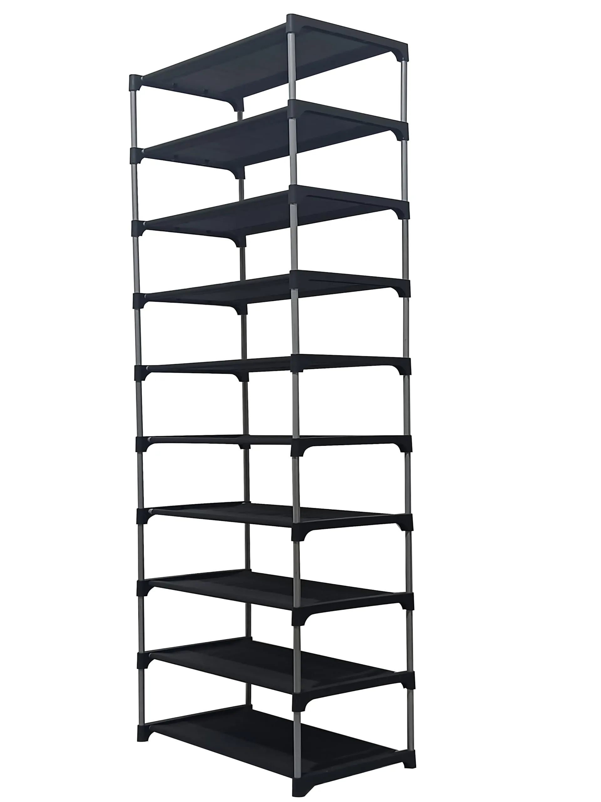 PHILOSHOP® 9 Layer Multipurpose Portable Folding Shoe Rack For Home/Shoe Shelf/Shoe Cabinet with Shoe Rack Cover, Easy Installation Stand for Shoes, (Black,Metal)