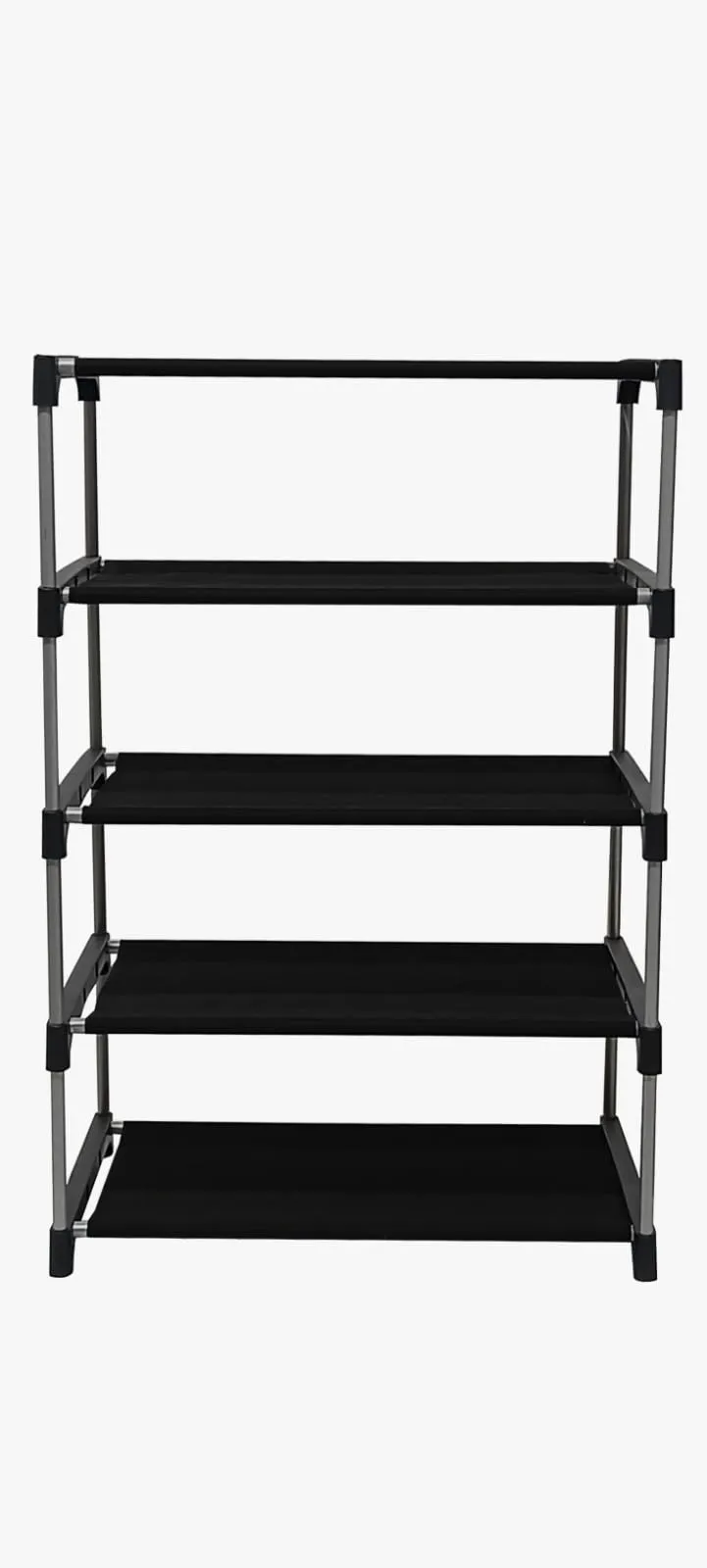 PHILOSHOP Home Utility Portable Space Saving 4 Layer Shoe Rack Organizer Stand Black, Metal