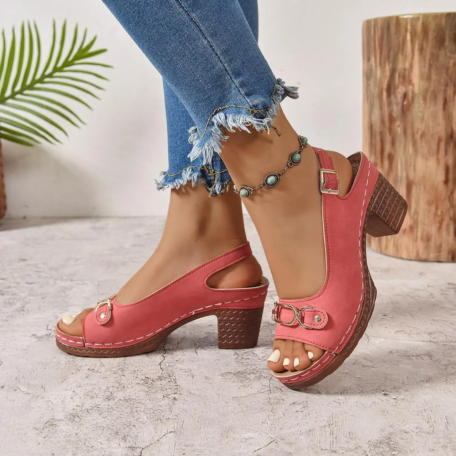 Platform Sandals Women Espadrille Wedge Casual Slippers Open Toe Dressy Heels Summer Slingback Wide Beach High Espadrilles Slip on Cute Slip-on Adjustable Buckle Ankle Strap Shoes Wedges