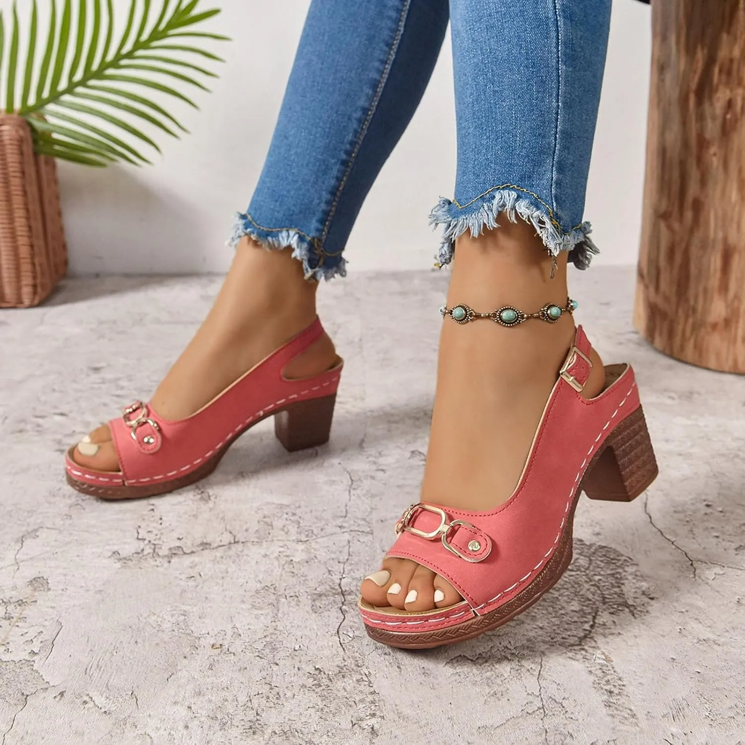 Platform Sandals Women Espadrille Wedge Casual Slippers Open Toe Dressy Heels Summer Slingback Wide Beach High Espadrilles Slip on Cute Slip-on Adjustable Buckle Ankle Strap Shoes Wedges