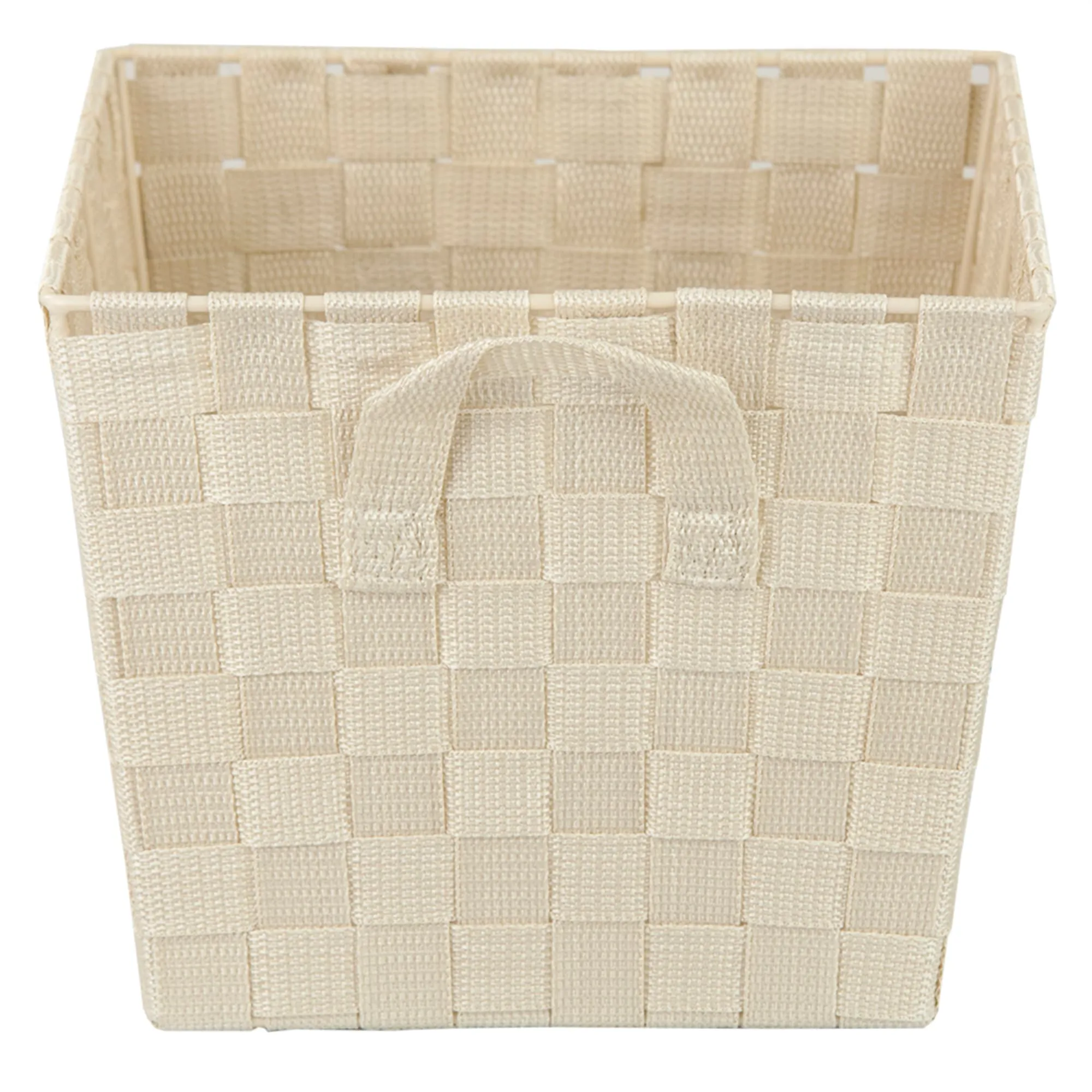 Polyester Woven Strap Open Bin, Ivory