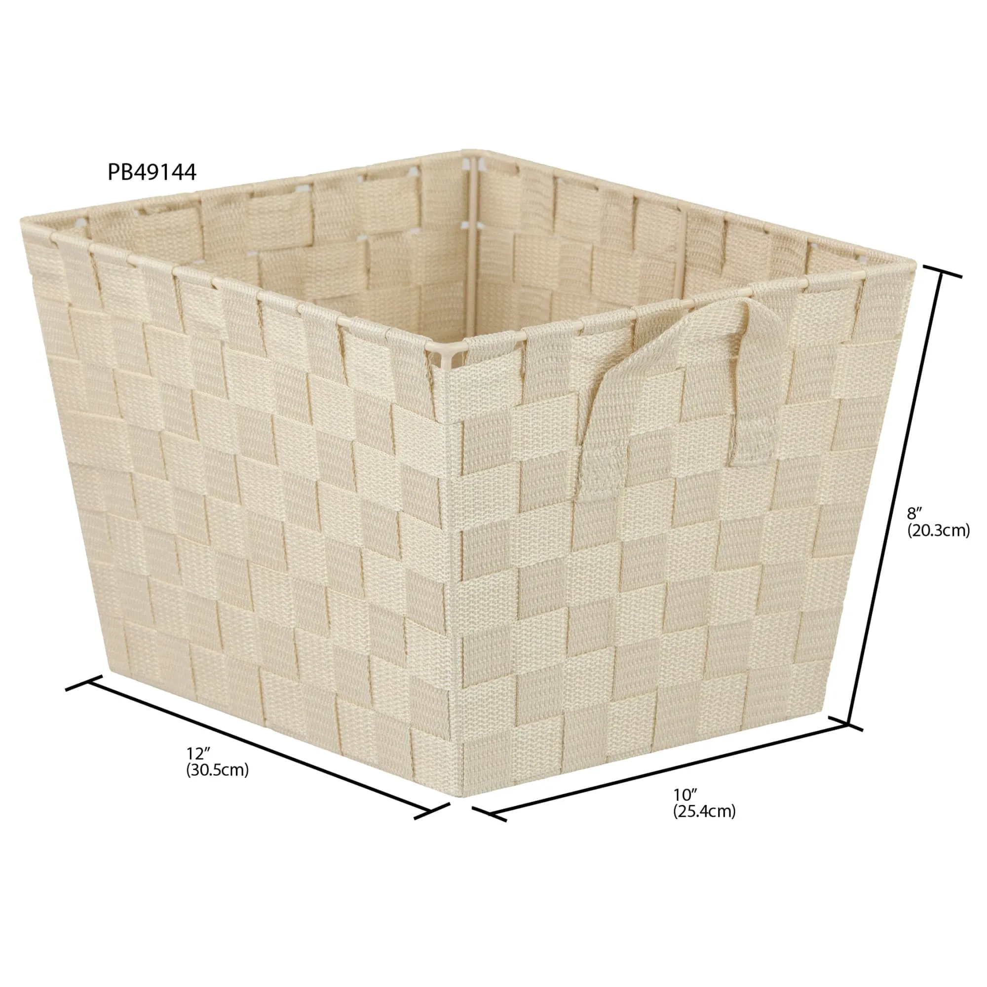 Polyester Woven Strap Open Bin, Ivory