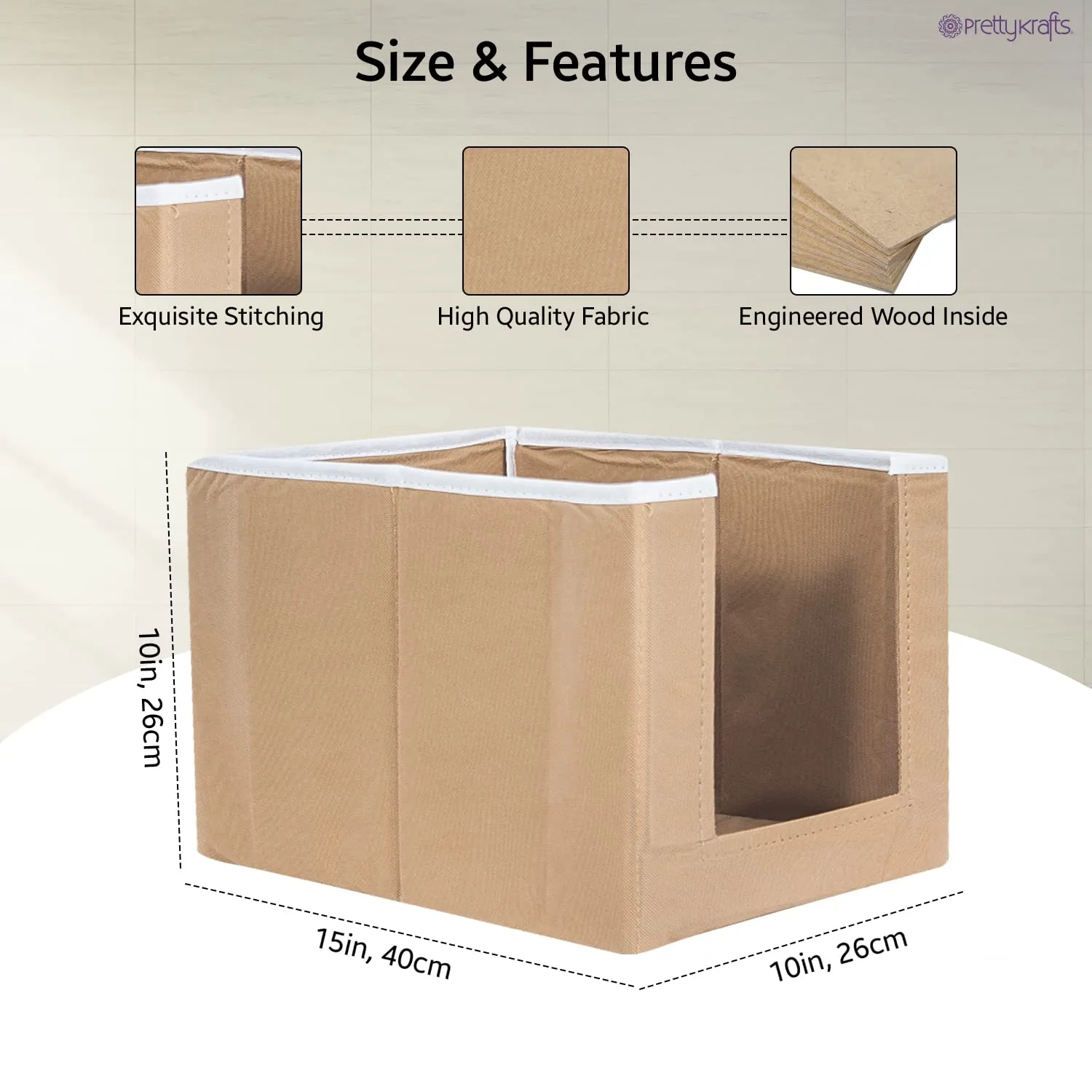 PrettyKrafts 3 Pcs Large Capacity Stackable Shirt Stacker, Storage Bins, Closet Organizers, Foldable Storage Boxes,Shelf Organizer, Shelves Basket Storage Bin For Organizing Clothing, Toys, Beige